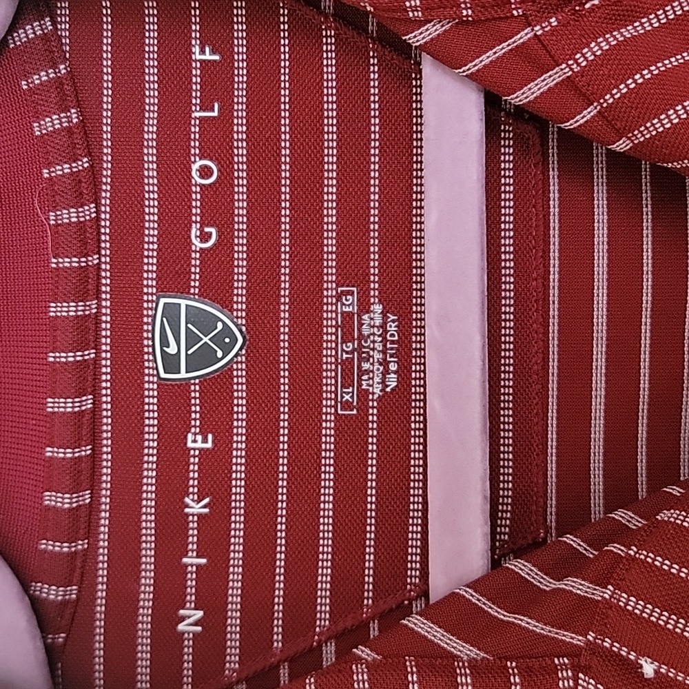 Nike Golf Burgundy Wine Striped Polo Short Sleeve Shirt XL - Picture 5 of 15